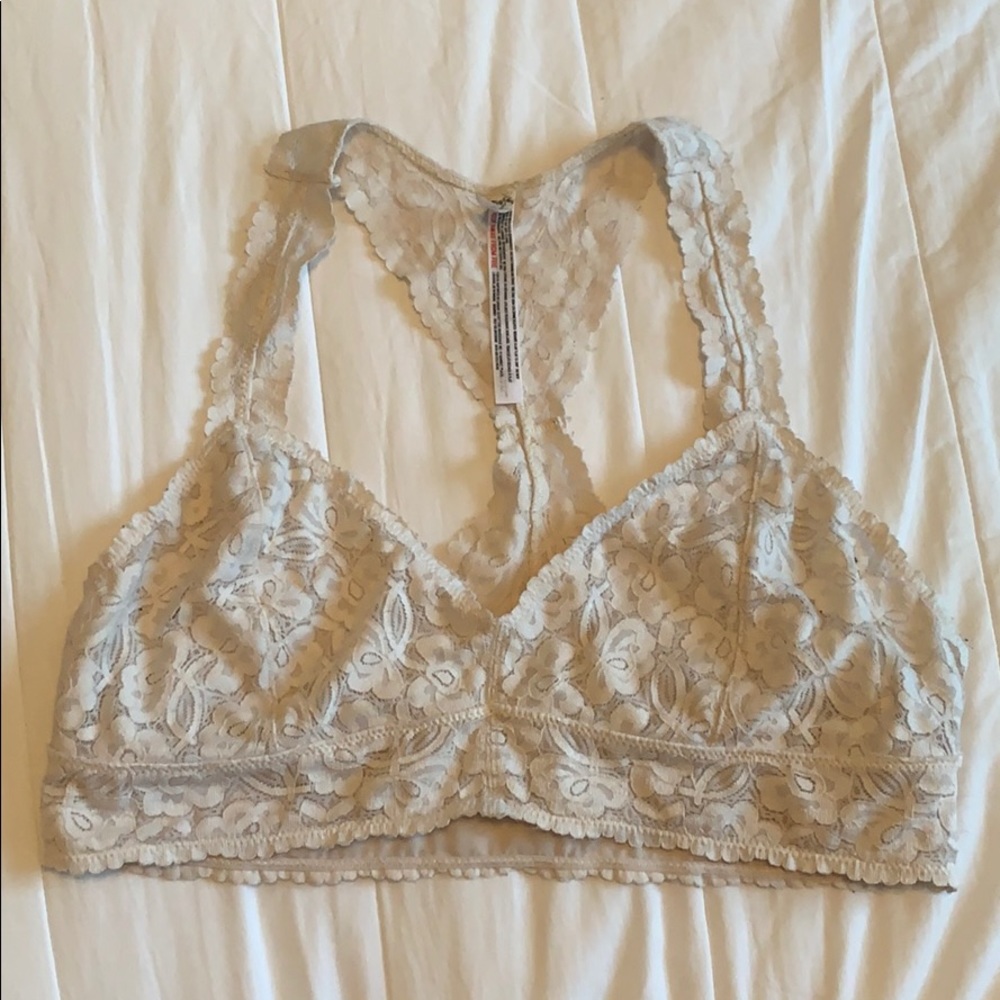 {Free People} white lace racerback bralette